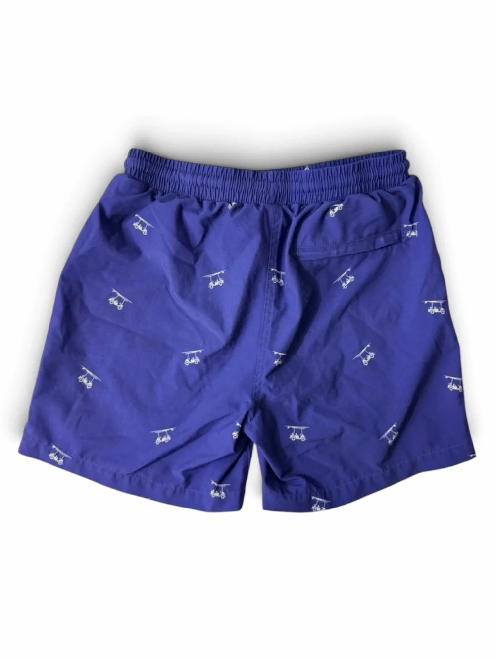 Bald Head Blues BHB Boys Size Large Golf Cart Print Swim Trunks Blue Red